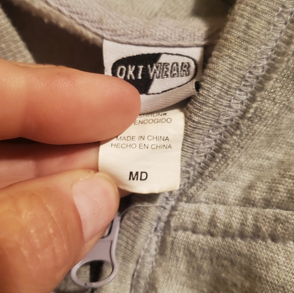 Gray Zip-Up Hoodie with Black Print Surf Style South Beach - Picture 4 of 5